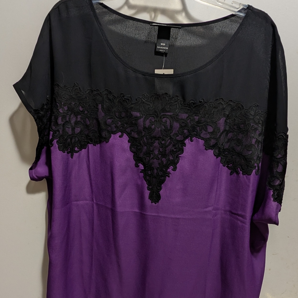 Lane Bryant Black and Purple Blouse